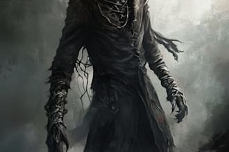create creepy horror character designs and illustrations