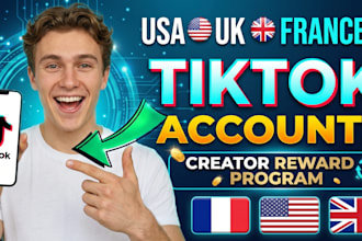create USA, UK, france tiktok accounts with creator reward program