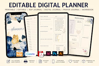 design printable editable journal planner,digitaljournal,prayer journal,workbook