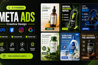 design ai meta ads creative, static ads, instagram carousel and banners ads