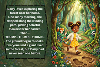 illustrate magical children adventure story book and picture book