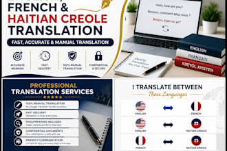 manually translate english french and haitian creole