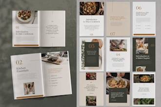 design minimalist canva ebook, cookbook, fillable workbook and canva template