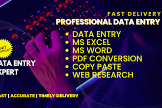 do excel data entry, PDF to word, excel and word formatting