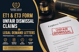 draft UK et1 et3 tribunal forms, demand letter, or unfair dismissal dispute