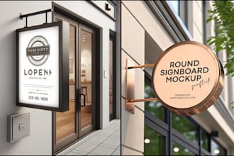 design storefront signage, shop sign, billboard business signboard, vinyl banner
