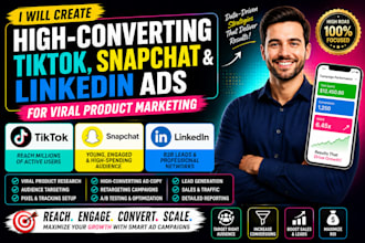 create high converting tiktok, snapchat and linkedin ads for viral product