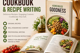 write, edit, design, and format a unique cookbook with recipes for amazon KDP