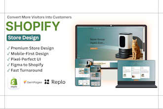 design shopify landing page and store using replo or gempages