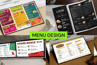 do an amazing menu design, food menu, restaurant menu design and digital menu