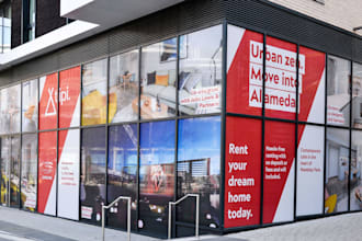 design window graphics, storefront decal, retail shop window signage, banner ads