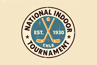 do make national indoor tournament vintage logo design