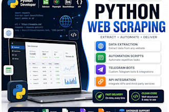 develop python web scrapers, automation scripts and telegram bots