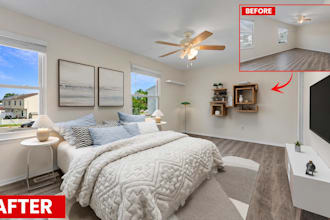 virtually stage empty rooms with realistic furniture in 24hrs virtual staging