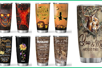 create awesome tumbler, coffee mug, water bottles designs