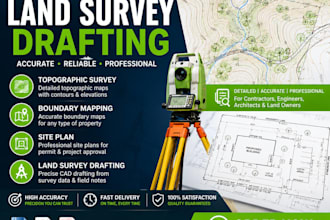 provide land survey drafting, topographic survey, boundary mapping and site plan