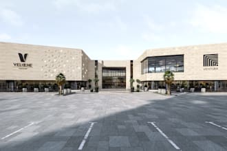 photorealistic 3d exterior architecture rendering,commercial building,cgi office