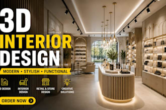 design interior, 3d decor, 3d renders for retail stores, clinic, beauty salon