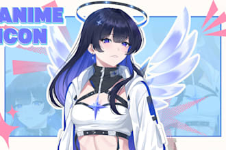draw anime art character illustration oc, pfp, vtuber fanart