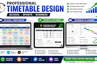 design school, sports, or custom timetables schedules, institutional timetable