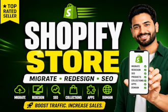 do shopify website migration products order customers theme redesign SEO setup