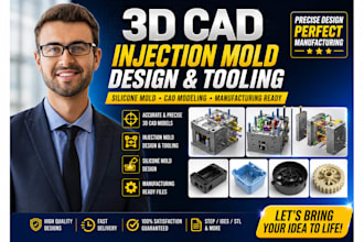 3d cad injection molded part design mold tooling silicon mold cad manufacturing