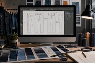 draw professional fashion technical flats