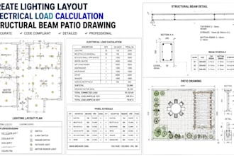 create lighting layout electrical load calculation structural beam patio drawing