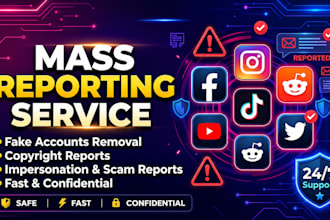 offer mass reporting service for instagram, facebook and tiktok all social media