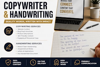 write engaging copy and provide neat handwriting services