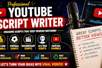 write engaging youtube scripts for cash cow, documentary