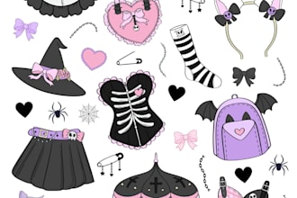 graphic design a custom alternative aesthetic printable sticker sheet