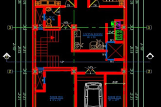 design modern 2d 3d autocad floor plans and house plan and watersupply works
