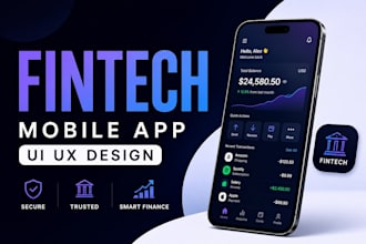 design modern fintech, banking, or crypto app UI UX in figma