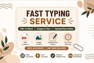 do fast and accurate copy typing, convert pdf to word, handwritten notes typing