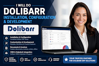 do dolibarr installation configuration development erpnext odoo crm customized