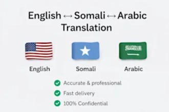 do translation engllish to somali or arabic to somali