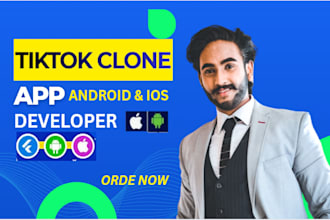 develop a custom short video social media app tiktok clone for IOS and android