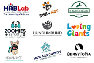 design unique modern minimal animal, pet, dog, cat logo for shop