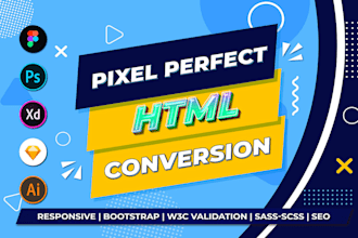 convert figma to html, psd to html, bootstrap responsive tailwind css
