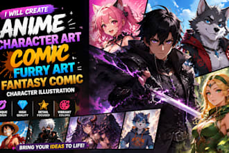 create anime character art comic furry art fantasy comic character illustration