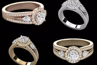 create luxury jewelry 3d product design,gem leopard ring,engagement ring,diamond