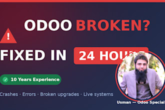 fix odoo errors, bugs and crashes urgently as odoo expert