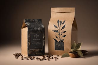 product label design, box, bottle, and pouch design