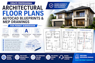 create architectural floor plans, autocad blueprints, mep drawings for pe submit