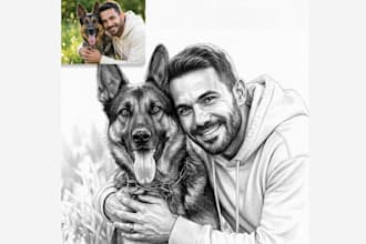 draw pet pencil sketch portrait, human face sketch, digital illustration