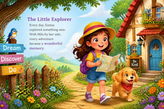 colorful children book illustration and kid storybook art