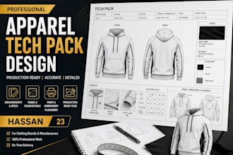 create professional apparel tech pack for clothing brands
