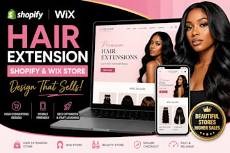 build shopify hair extension store, wix hair website and beauty store