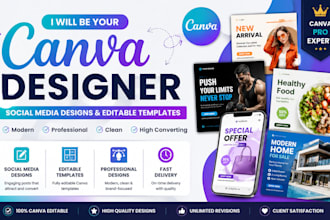 be your canva designer, canva social media desings, canva editable templates